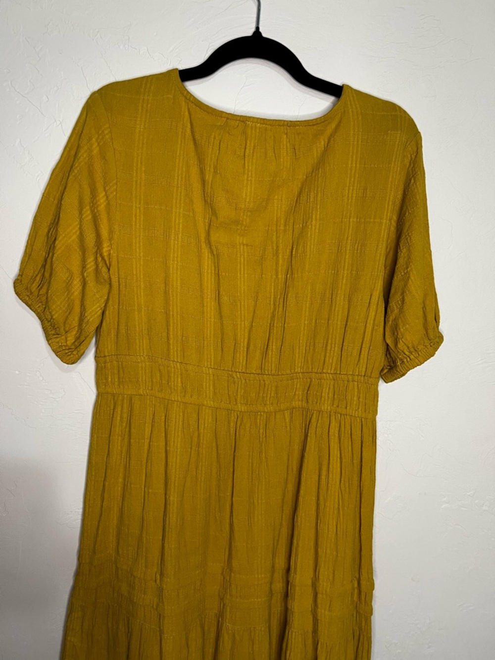 Lucky Brand Mustard Yellow Gauze Cotton Button Down Tiered Maxi Dress - Picture 11 of 12